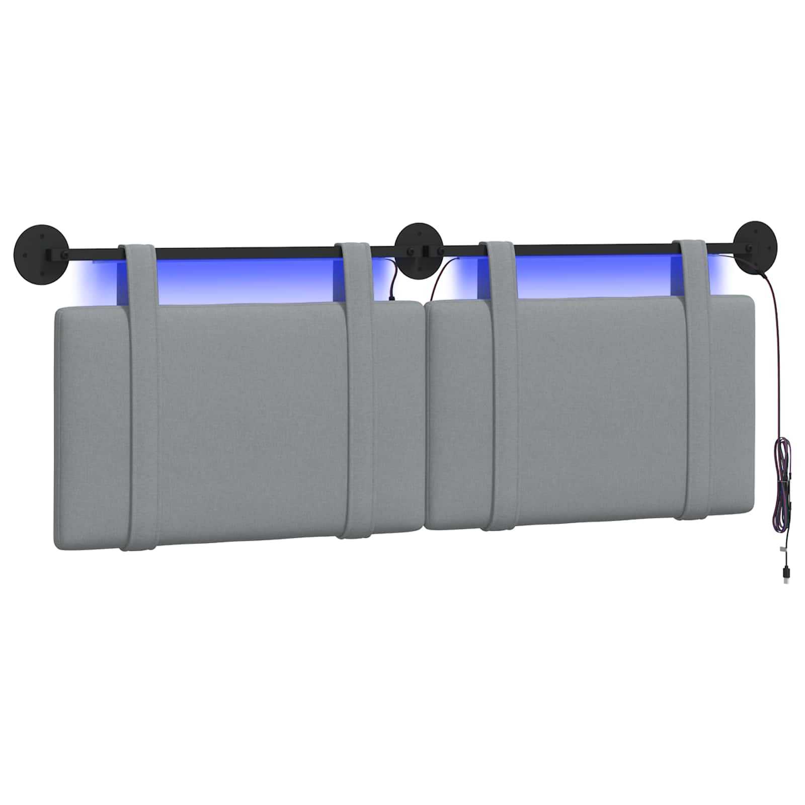 vidaXL Hangend hoofdbord Lichtgrijs Stof, foto 3