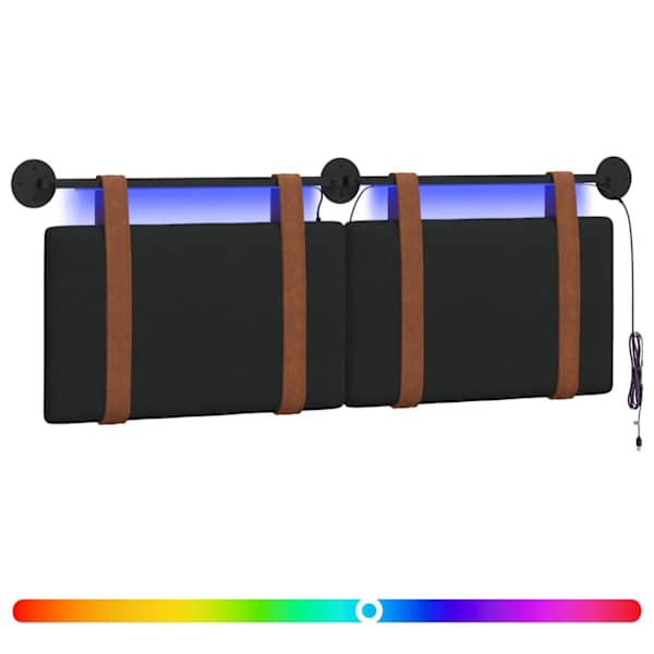 vidaXL Rippuv voodipeats LED-valgustusega Must Antiik PU