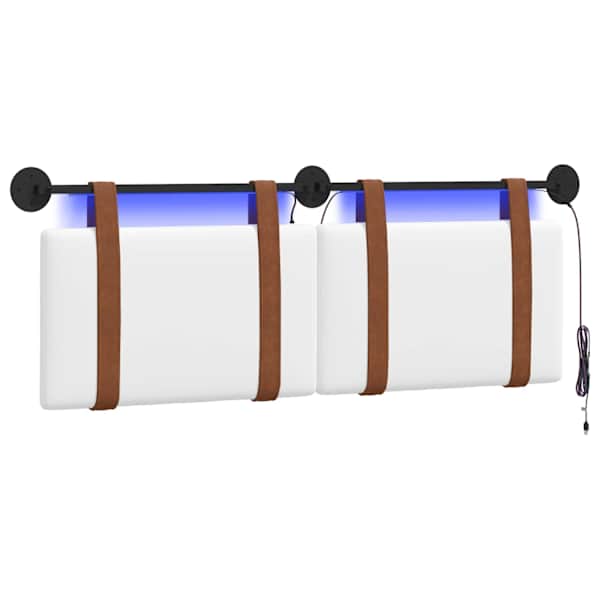 vidaXL Rippuv voodipeats LED-valgustusega Valge Antiik PU