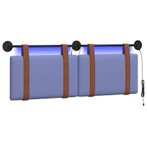 vidaXL Rippuv voodipeats LED-valgustusega Jeans sinine Antiik PU