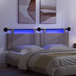 Závěsné čelo postele S LED osvětlením Taupe Textil - obrázek 5