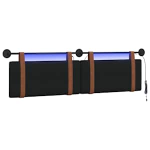 vidaXL Rippuv voodipeats LED-valgustusega Must Antiik PU