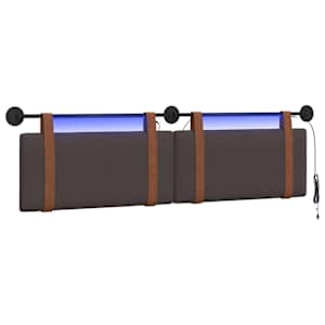 vidaXL Rippuv voodipeats LED-valgustusega Tume pruun Antiik PU