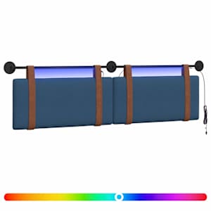 vidaXL Rippuv voodipeats LED-valgustusega Sinine Antiik PU