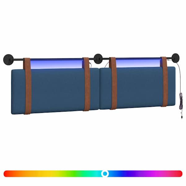 vidaXL Rippuv voodipeats LED-valgustusega Sinine Antiik PU