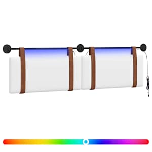 vidaXL Rippuv voodipeats LED-valgustusega Valge Antiik PU