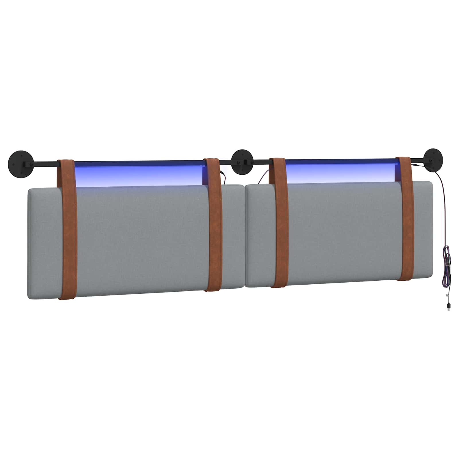 vidaXL Hangend hoofdbord Lichtgrijs Antiek PU, foto 3