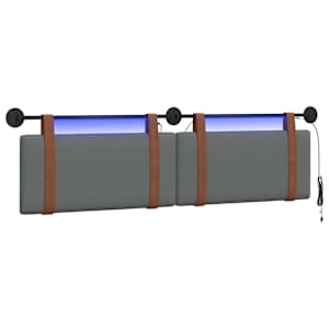 vidaXL Rippuv voodipeats LED-valgustusega Tumehall Antiik PU