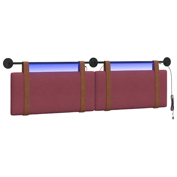 vidaXL Rippuv voodipeats LED-valgustusega Veinpunane Antiik PU