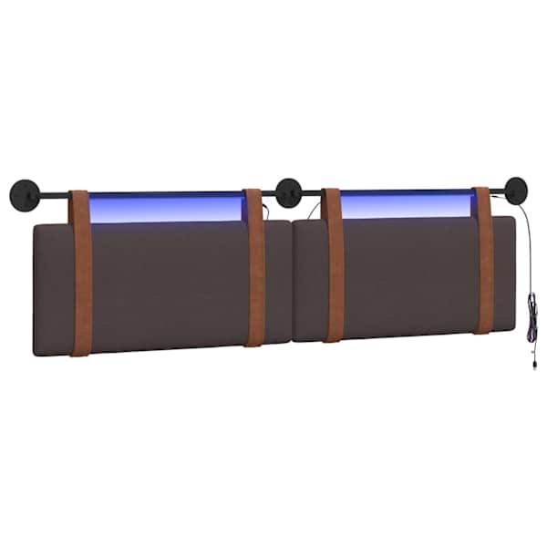 vidaXL Rippuv voodipeats LED-valgustusega Tume pruun Antiik PU