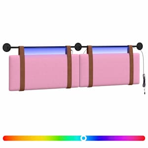 vidaXL Rippuv voodipeats LED-valgustusega Roosa Antiik PU