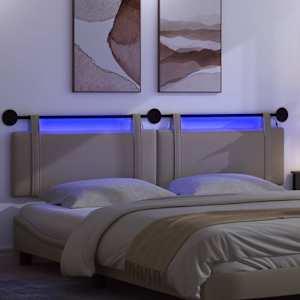 Závěsné čelo postele S LED osvětlením Taupe Textil - obrázek 5