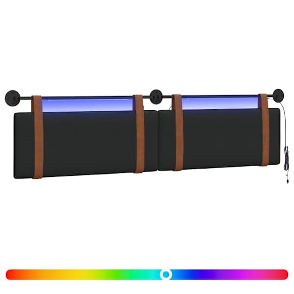 vidaXL Rippuv voodipeats LED-valgustusega Must Antiik PU