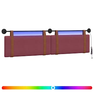 vidaXL Rippuv voodipeats LED-valgustusega Veinpunane Antiik PU