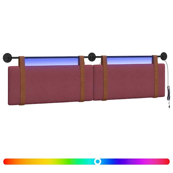 vidaXL Rippuv voodipeats LED-valgustusega Veinpunane Antiik PU