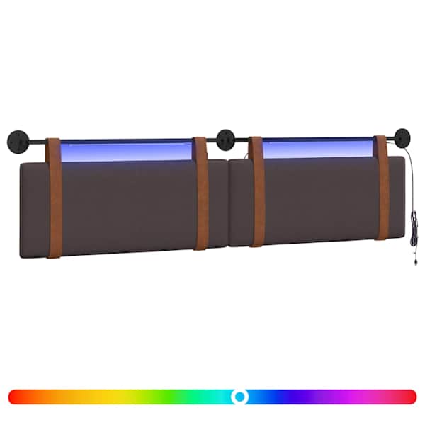 vidaXL Rippuv voodipeats LED-valgustusega Tume pruun Antiik PU