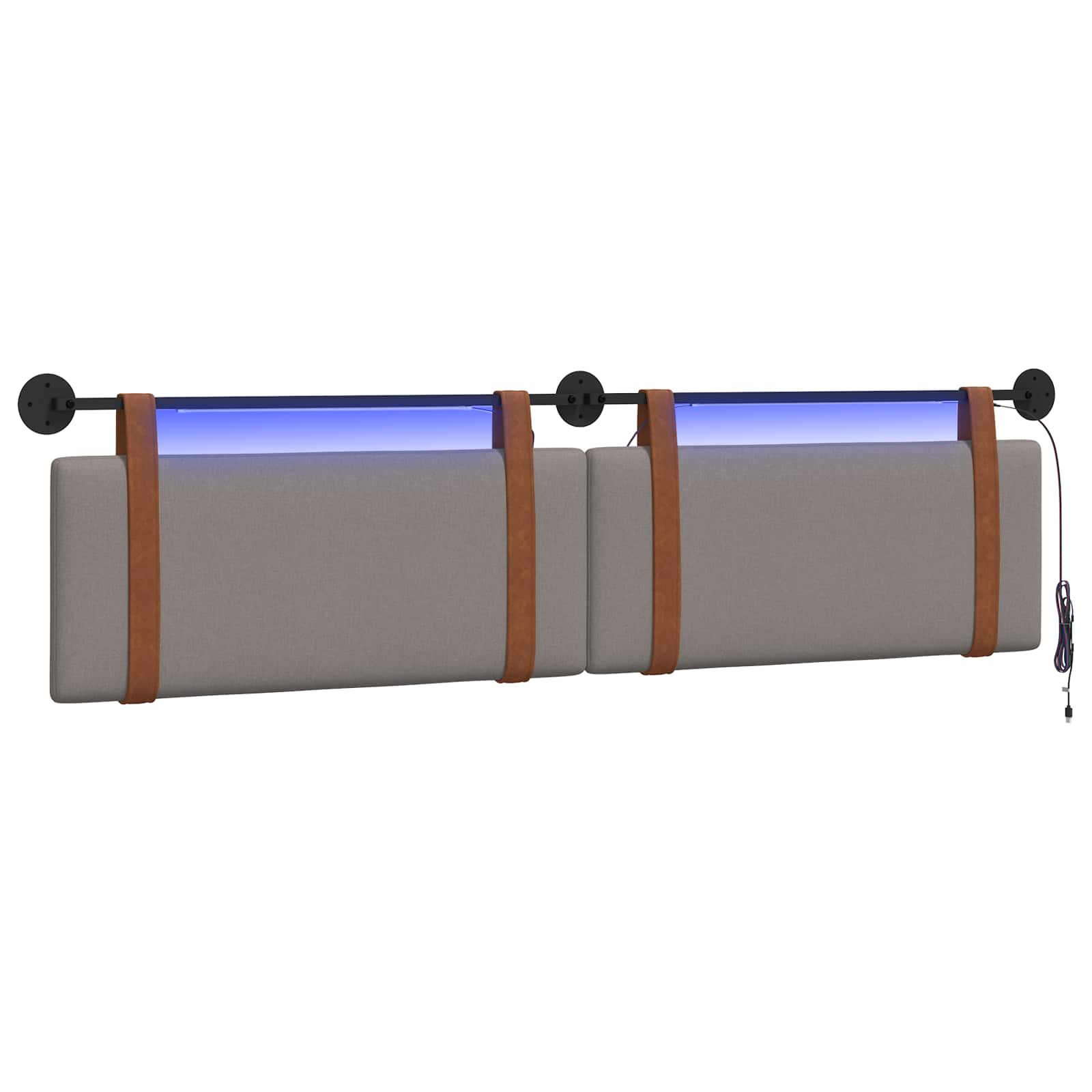 Табла за легло висяща С LED осветление Таупе Антично PU – изображение 2