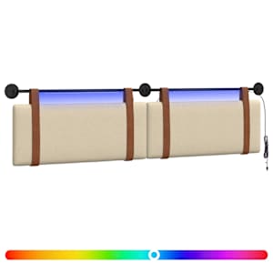 vidaXL Rippuv voodipeats LED-valgustusega Kreemjas Antiik PU