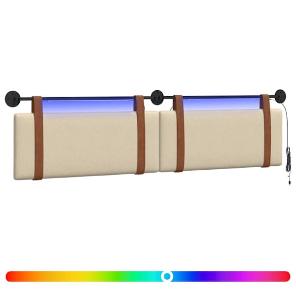 vidaXL Rippuv voodipeats LED-valgustusega Kreemjas Antiik PU