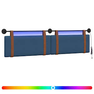vidaXL Rippuv voodipeats LED-valgustusega Sinine Antiik PU