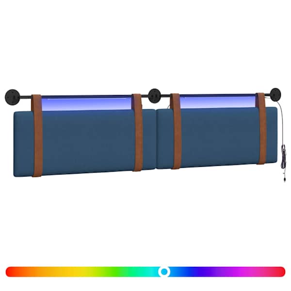 vidaXL Rippuv voodipeats LED-valgustusega Sinine Antiik PU