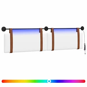 vidaXL Rippuv voodipeats LED-valgustusega Valge Antiik PU
