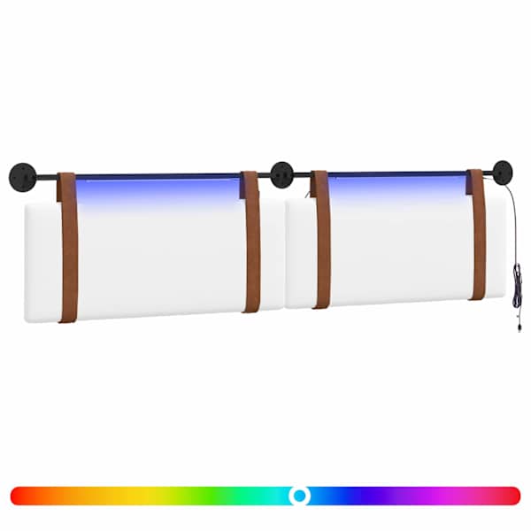 vidaXL Rippuv voodipeats LED-valgustusega Valge Antiik PU