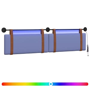 vidaXL Rippuv voodipeats LED-valgustusega Jeans sinine Antiik PU