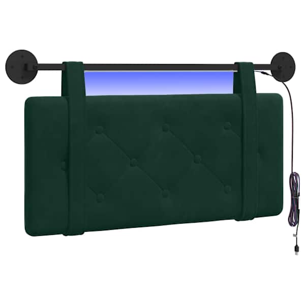 vidaXL Rippuv voodipeats LED-valgustusega Tumeroheline Samet