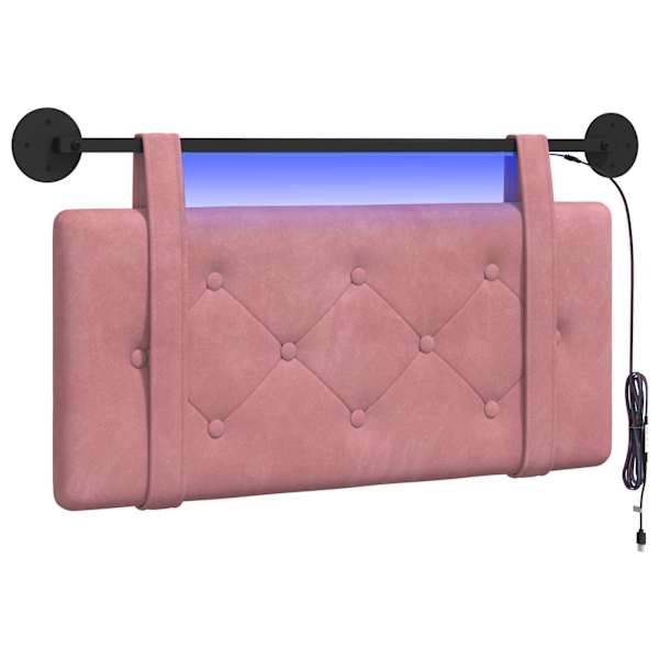 vidaXL Rippuv voodipeats LED-valgustusega Roosa Samet