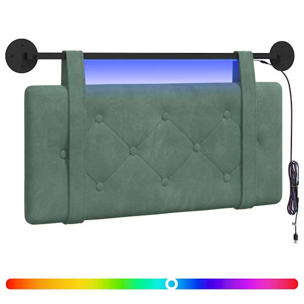 vidaXL Rippuv voodipeats LED-valgustusega Mere Roheline Samet