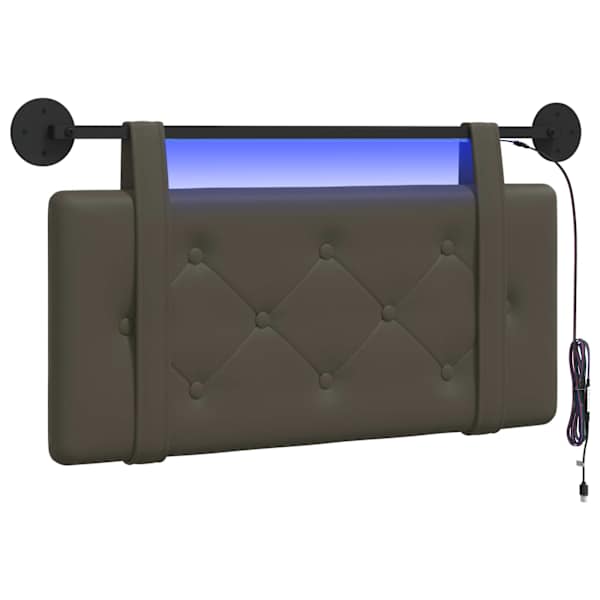 vidaXL Rippuv voodipeats LED-valgustusega Hall Kunstnahk