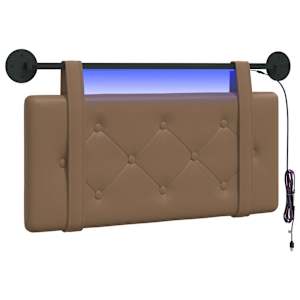 vidaXL Rippuv voodipeats LED-valgustusega Cappuccino Kunstnahk