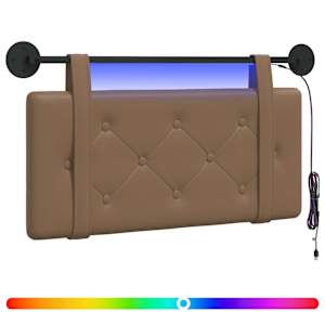 Závěsné čelo postele S LED osvětlením Cappuccino Umělá kůže - obrázek 2