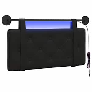 vidaXL Rippuv voodipeats LED-valgustusega Must Kunstnahk