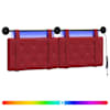 vidaXL Rippuv voodipeats LED-valgustusega Veinpunane Kunstnahk