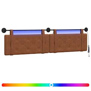 Závěsné čelo postele S LED osvětlením Hnědá Antický PU - obrázek 2
