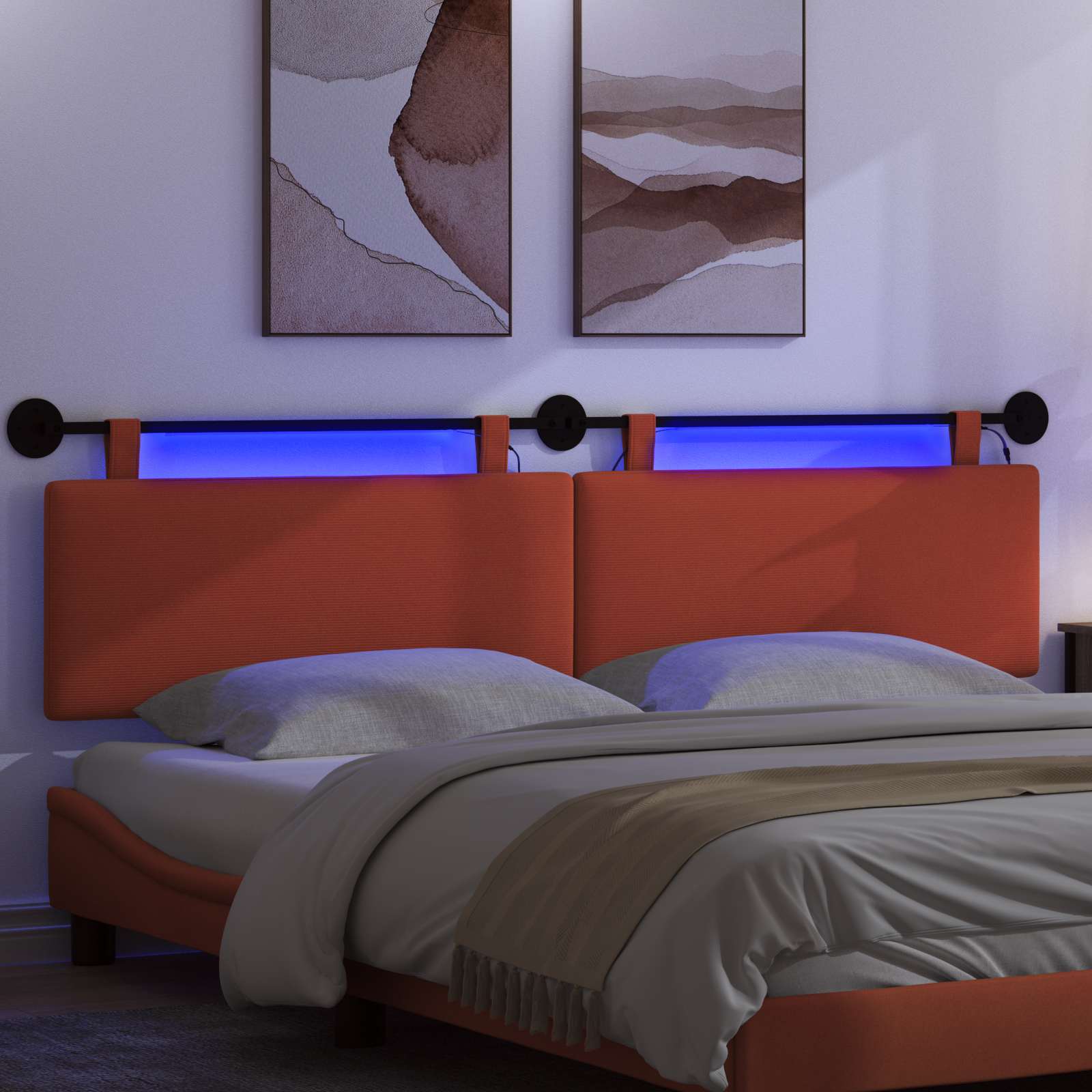 Hängande sänggavel Med LED-lampa orange Kordread