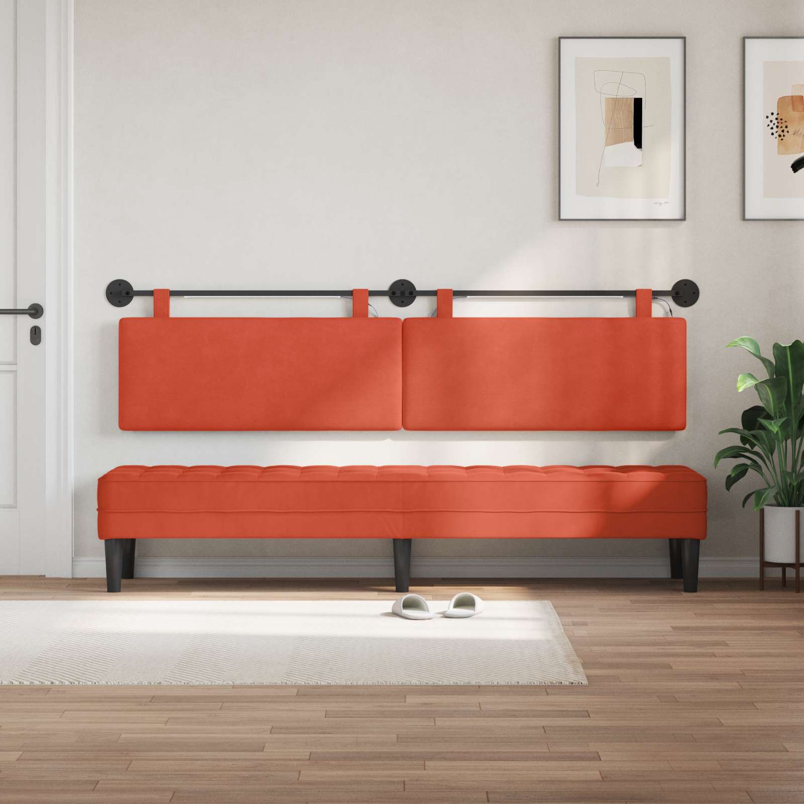 Hängande sänggavel Med LED-lampa orange Kordread