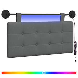 vidaXL Rippuv voodipeats LED-valgustusega Tumehall kangas