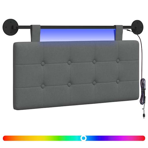 vidaXL Rippuv voodipeats LED-valgustusega Tumehall kangas