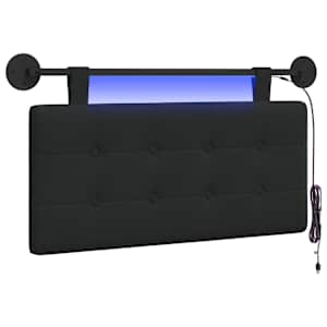 vidaXL Rippuv voodipeats LED-valgustusega Must kangas