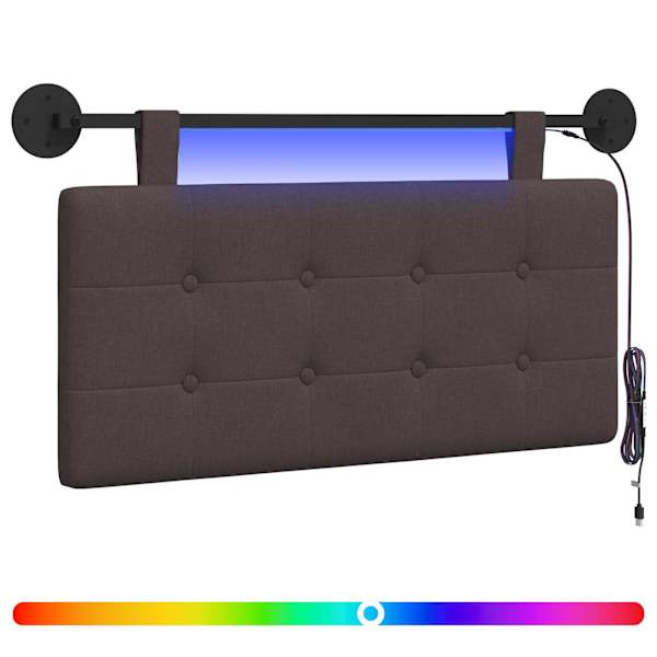 vidaXL Rippuv voodipeats LED-valgustusega Tume pruun kangas
