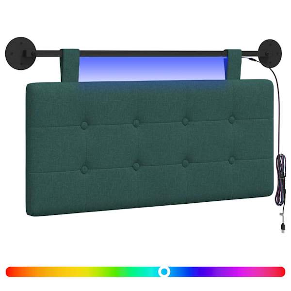 vidaXL Rippuv voodipeats LED-valgustusega Tumeroheline kangas