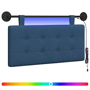 Závěsné čelo postele S LED osvětlením Modrá Textil - obrázek 2