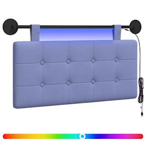 Závěsné čelo postele S LED osvětlením Modrá džínovina Textil - obrázek 2