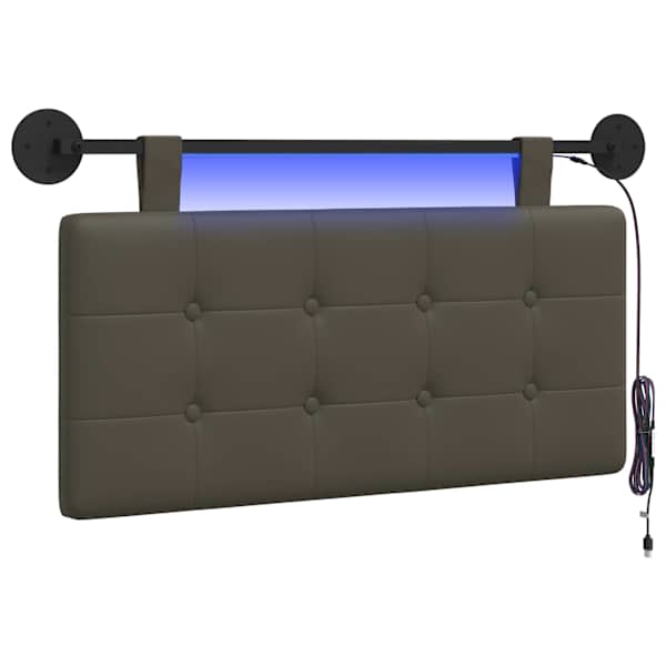 vidaXL Rippuv voodipeats LED-valgustusega Hall Kunstnahk
