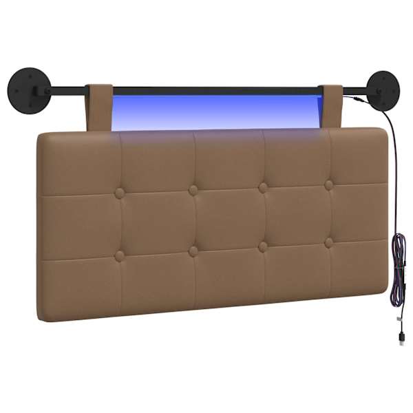 vidaXL Rippuv voodipeats LED-valgustusega Cappuccino Kunstnahk