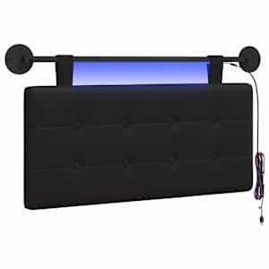 vidaXL Rippuv voodipeats LED-valgustusega Must Kunstnahk