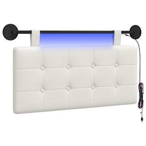 vidaXL Rippuv voodipeats LED-valgustusega Valge Kunstnahk